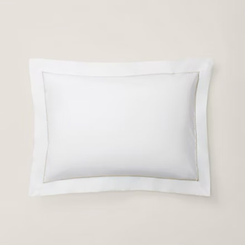 NWT Ralph Lauren Home Organic Cotton Percale Palmer Sham Sand Dune King White